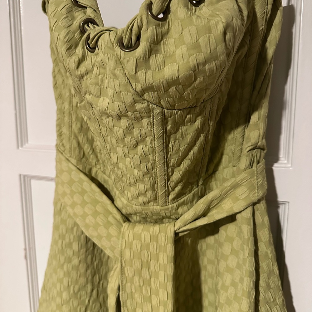 Storia Light Green Textured Dress
